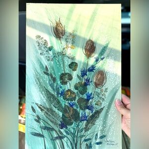 Coastal Colors Botanical Canvas Art with Green and Blue Accents